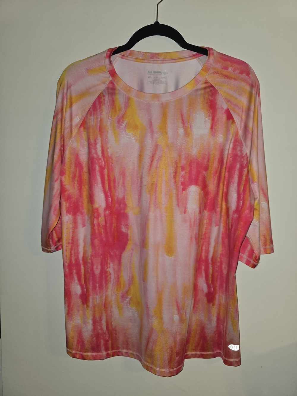 Reel Legends Women's Pink & Yellow Tie-Dye Raglan Performance Tee